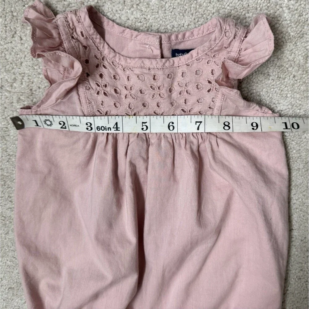 BabyGap 3/6 Pink Eyelet Ruffle Sleeveless Bubble Romper One-Piece Flutter Sleeve